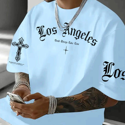 2025 Summer New Men's T-shirt Casual fashionable simple letter print outdoor street trend men's T-shirt