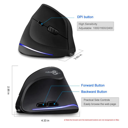 Lefon 2.4G Ergonomic Mouse Vertical Wireless Mouse Rechargeable Gaming Mice for PC Laptop MacOS Office F35C/F35B/F35 버티컬 마
