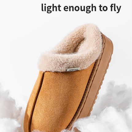 New Fluffy Men's Slippers Winter with Thick Sole for Indoor Anti-Slip and Warmth at Home with Fur Lining for Couples