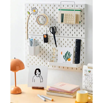 Wall-Mounted Storage Board with Hooks DIY Pegboard Space-Saving Storage Organizer Board for Kitchen Bedroom Bathroom Study Room