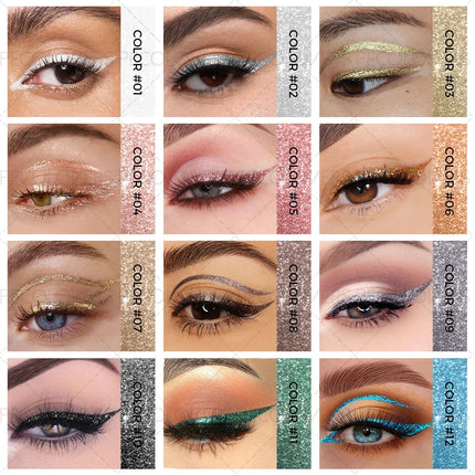 1PC Pearlescent Sparkle, Sequins, Brightening Highlighter, Liquid Eyeliner Eyeshadow, Suitable for Christmas and Holiday Party