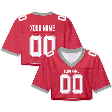 Custom American Football Jersey Crop Top for Women & Girls Plain Sporty Cropped Shirt Personalized Name Number Jerseys Fans Gift