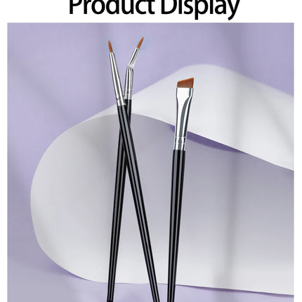 3pcs Eye Makeup Brush Ultra Fine Eyeliner Brush Set, Including Straight, Angled, Bent Tip, Suitable For Makeup
