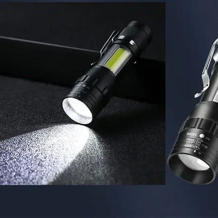 3 PCS Mini LED COB Flashlight Portable Rechargeable Torch with Pen Clip Zoomable Waterproof Light Tactical Lamp Camping Lantern