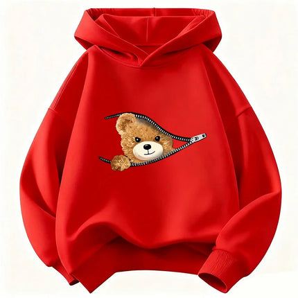 Cute Fashion Bear Funny Hoodie Kids Children's Sweatshirt Hoody for Boys Girls Casual Hoodies Hip Hop Clothes