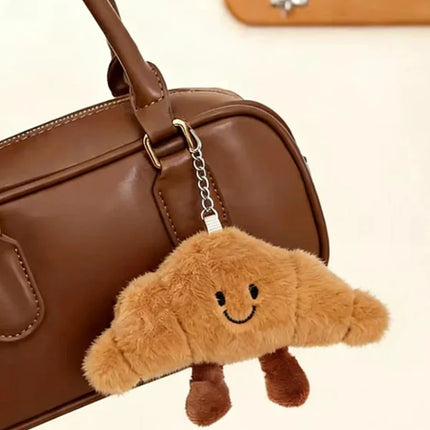 New Creative Plush Keychain Cartoon Baguette/Croissant Design for Car Keys Bag Charm Cute Girl Gift Croissant Keychain Pendant