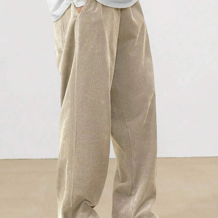 2026 new fashion Men's Corduroy Straight Casual Pants spring autumn Outdoor Streetwear with Drawstring Elastic Waist