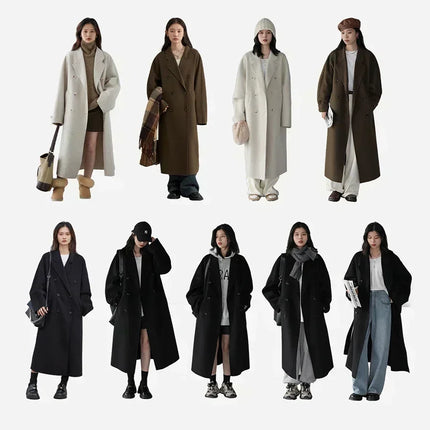 CHIC VEN Women Long Double-sided Woolen Coats Retro Loose Female Overcoat Double Breasted Ladies Windbreak Autumn Winter 2025