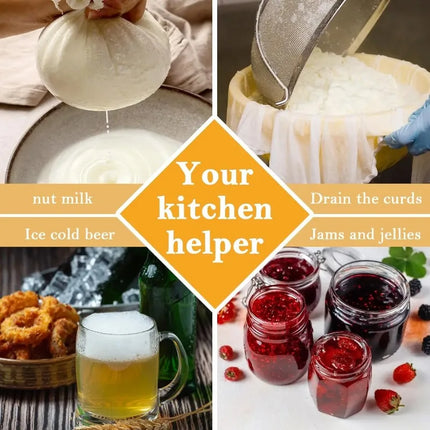 6/1x Reusable Cotton Filter Cloth Drawstring Nut Bag Strainer Tofu Cheese Milk Coffee Filter Home Kitchen Dining Bar Gadgets