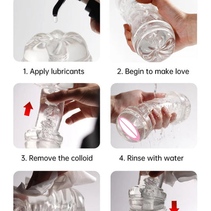 Male Masturbator Cup Soft Pussy Sex Toys Transparent Vagina Adult Endurance Exercise Sex Products Vacuum Pocket Cup for Men 18+