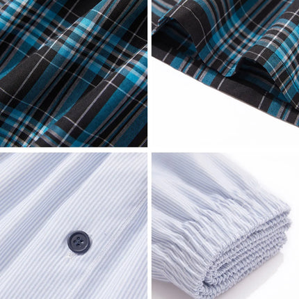 JupiterSecret 6 Pcs Boxer Shorts Casual Plaid Elastic Waistband Button Mens Boxer Underwear Woven Shorts For Home Random Color