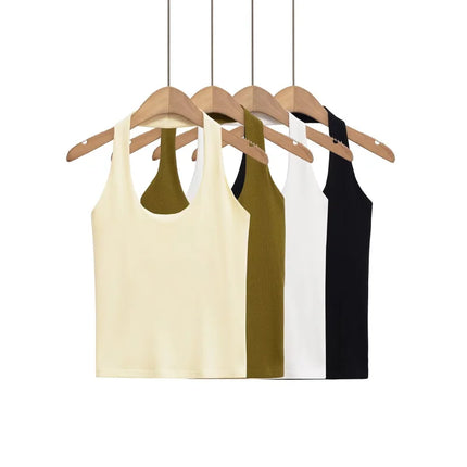 ETJ 2025 New Product: Women's Sexy Hot Girls Outfit - Halter Neck, Stretchy, Slim Fit, Backless, Versatile, Solid Color Top