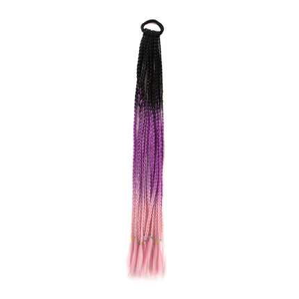 Braided Ponytail Extension Synthetic Colorful Hair Extension For Women 24inch Rainbow Hair Braids Extensions