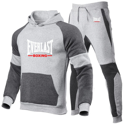 Everlast 2025 Spring Autumn Men's New Hight Quality Hoodies Sweatshirts Cotton Tops+Sweatpants Sports Running Two Pieces Sets