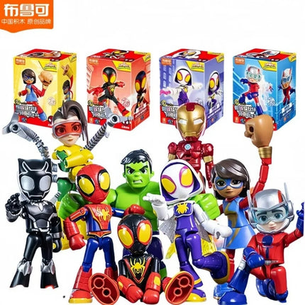 In Stock Genuine Blokees Marvel Spidey Amazing Friend Spider-Man Miles Ant-Man Anime Figure Action Figure Collection Toys Model
