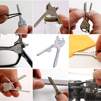 Multi Function Folding Tool Keychain Opener Screwdriver EDC 6 in 1 Utility Outdoor Survival Rescue Pocket Plier KeyRing