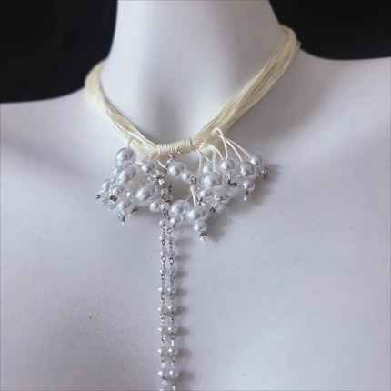 Women's Pearl Collar with Nipple Clamps and Double-Peak Toy Nipple Clamps SM Body Restraint Chain Body Decoration Adult Product