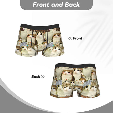 Meowl Cat Owl Cute Pet Stickers Underwear  Comfortable Panties Customs Boxer Brief For Males 3D Pouch Oversize Trunk
