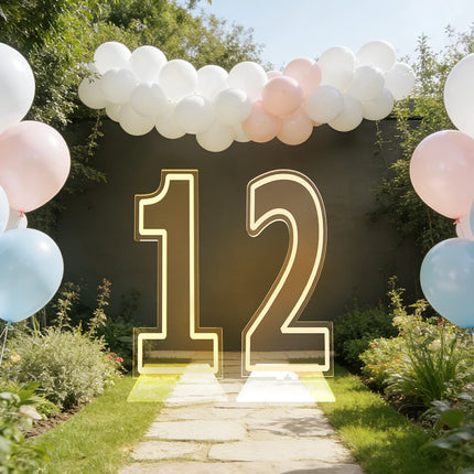 Large Size Warm White LED Neon Numbers Sign 76cm/100cm Stand up & Wall Mounted for Birthday Wedding Celebration Party Decor