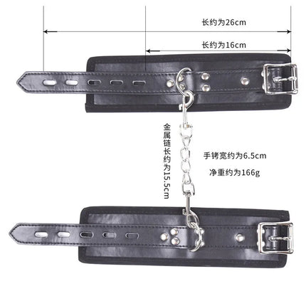 PU Leather Soft Hand Cuffs Ankle Wristcuff Restraint Lockable Buckle Bondage Lockable Shackle Sex Toy for Men Women Adult Toys