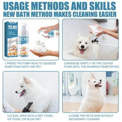 YEGBONG Pet Dry Shampoo Gentle Odor Neutralizing Hair Softening No Rinse Vet Recommended for Puppies Kittens Sensitive Skin