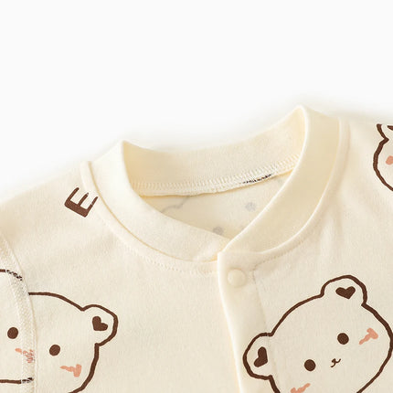 0-2Y Pure Cotton Long Sleeve Newborn Baby Rompers Skin-friendly One Piece Diaper Jumpsuit Underwear Infant Cartoon Homewear