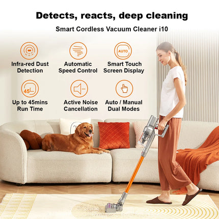 Cordless Handheld Stick Vacuum Cleaner Liectroux i10, Smart Dust Sensor,27KPa,Touch Screen,Suit for Carpet,Floor,Car & Pet Hair