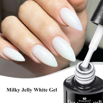 8ml Jelly Milky White Gel Nail Polish Translucent Pure Color UV Gel Polish Semi Permanent Soak Off Varnish Manicure Nail Art DIY