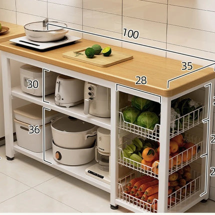 Multifunctional Storage Rack Thick Countertop Heavy Duty Shelf Unit for Kitchen Pantry Garage Home Furniture Organizer Cabinet