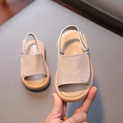 Sandals for Boys Fashion Summer Shoes 1-3-6 Years Girls Open Toe Matte Pu Leather Shoes Sandals Children Slippers