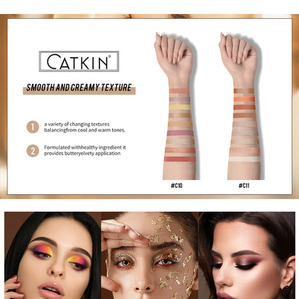 CATKIN Eyeshadow Palette Makeup, Matte Shimmer 9 Colors, Highly Pigmented, Creamy Texture Natural Bronze Neutral