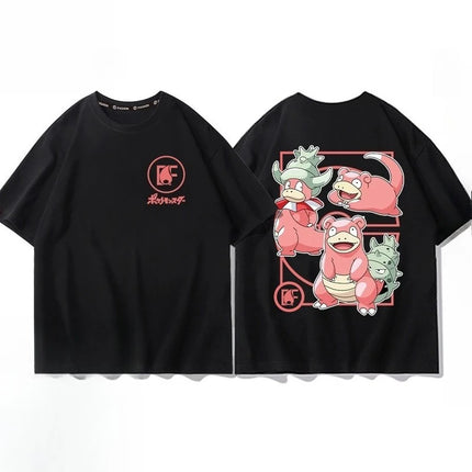 Pokémon Pikachu Gengar Charmander Black T-shirt Men's 2026 Summer Fashion Oversize Street Casual Y2K Tops Streetwear Clothing
