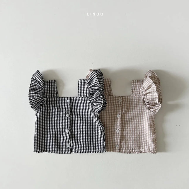 Baby Girl Plaid Clothes Set Casual Ruffle Sleeves T-shirt Top Shorts Girl Simple Set Kids Summer Baby Accessories Newborn