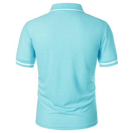 New Summer Men's Short Sleeve Polo Shirts Solid Business Casual Tees Fashion Breathable Loose Patchwork Tops Pockets Male Polos