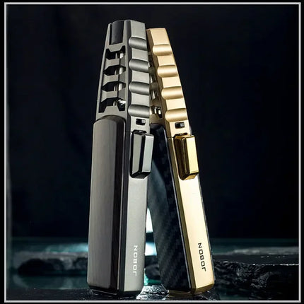 JOBON Metal Outdoor Windproof Turbine Torch Strong Fire Power Blue Flame Straight Butane Gas Lighter Gas Kitchen BBQ Welding