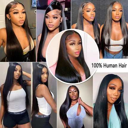 High-Quality 12A 5x5 Transparent Lace Closure 150% Density Straight Human Hair 8-18" Pre-Plucked Baby Hair Natural Color Capless