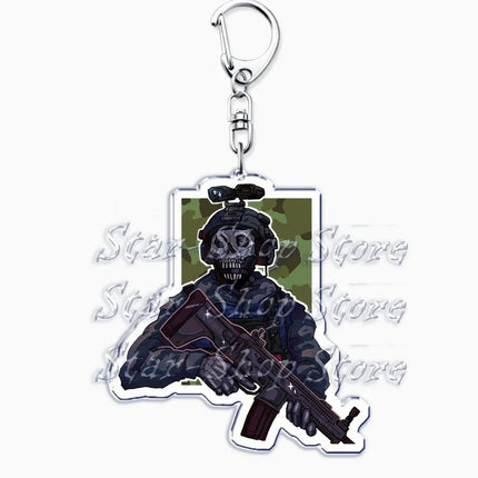 Hot Military Game Ghost Chibis Keychains for Accessories Cod Soldier Soap Simon Riley Keyring Jewelry Fans Friends Gaming Gifts