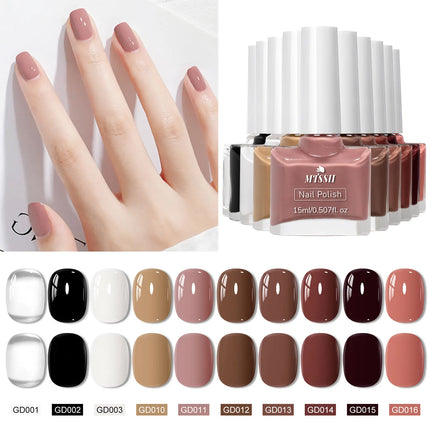 10pcs/set 15ml Water-Based Nail Polish Long Lasting Quick Drying No Need of Lamp to Cure Nail Supplies Vernis for Nails Manicure