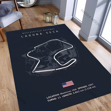 Racing Circuit Design Carpet Mat Rug - Silverstone/Laguna Seca Track Pattern Home Decoration Non-Slip Floor Mat Welcome Mat