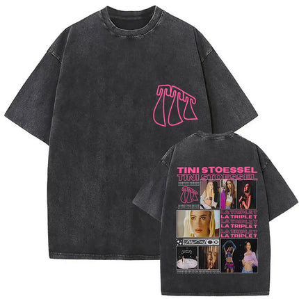 Singer Tini Stoessel Futtura Album 2025 Graphic T Shirts Men Women Fashion Casual Washed Vintage T-shirt Fans Gift Streetwear