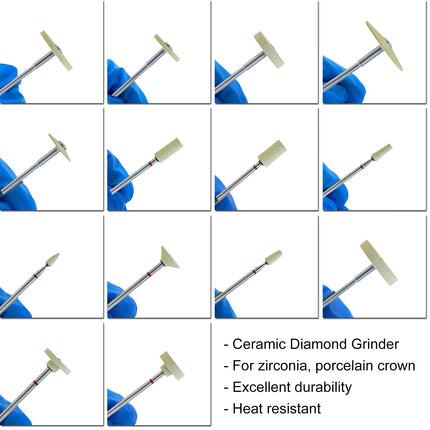 10Pcs High Quality Dental Ceramic Diamond Polishing Burs for Dentist Lab Quick Polishing Zirconia Porcelain Crown Tools