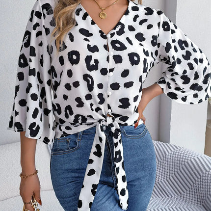 VigoCasey 2025 Female Leopard Print Chiffon Shirt Women Casual Long Sleeve Top Spring Office Lady Single Breasted Tops Clothes