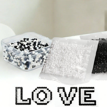 2.6mm Bulk Black&White Color Series Perler Beads Refill Pack 1000pcs Fusible DIY Art Craft Fuse Beads for Mosaic Puzzle