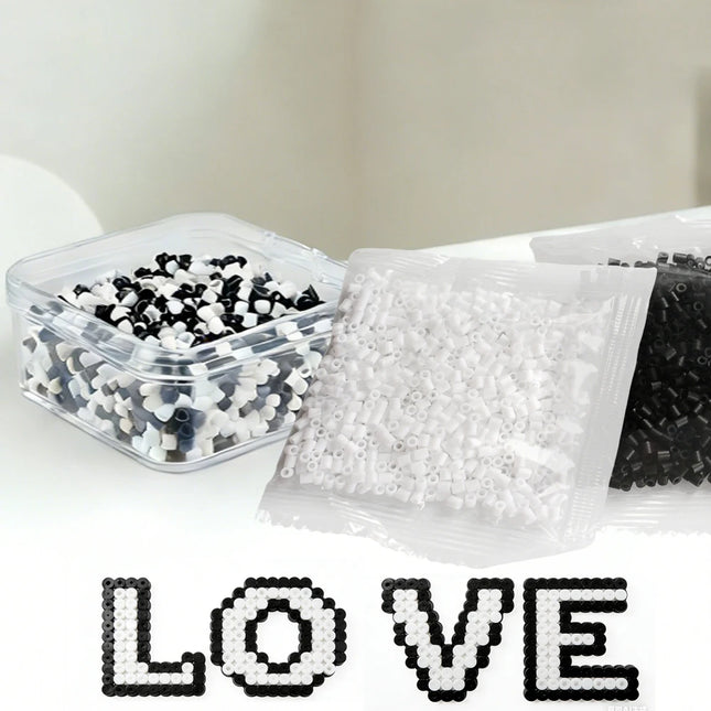 2.6mm Bulk Black&White Color Series Perler Beads Refill Pack 1000pcs Fusible DIY Art Craft Fuse Beads for Mosaic Puzzle