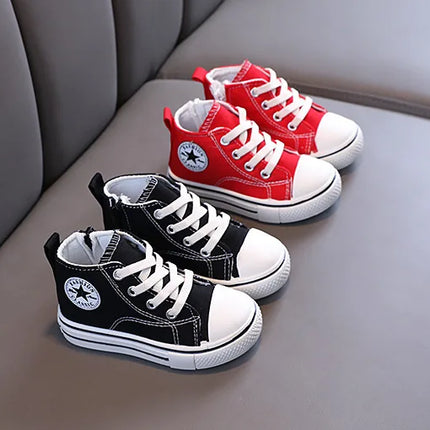 Chaussures en toile mi-montantes pour enfants Chaussures pour enfants décontractées confortables à semelle souple pour garçons et filles Chaussures de planche antidérapantes et respirantes