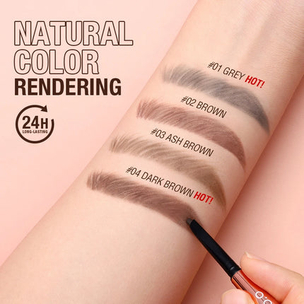 O.TWO.O Eyebrow Pencil 3 in 1 24 Hours Waterproof Long Lasting 4 Colors Brown with Eyebrow Trimmer Cosmetics Makeup Brow Pencil