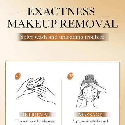 Rice Plasma Makeup Remover Capsules Essential Oil Deep Pore Cleansing Mild Non-Irritating Dissolving Makeup Remover Oil