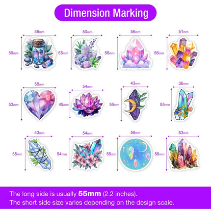 Aesthetic Mystery Crystal Sticker Art DIY Toy Gift Decorative Decal for Scrapbook Junk Journals Laptop Luggage Bottle Waterproof
