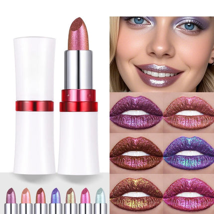 Radiation Metallic Blue Purple Chameleon Lipstick Glitter Diamond Color-Changing Green Lip Gloss Pearl Shine Charming Makeup