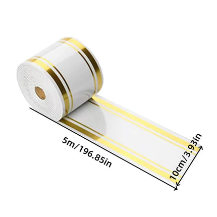 1Roll 10cmx5m Rolled Self-Stick Baseboard Trim-Anti-Collision Wall Waistband Sticker for Living Room Bedroom Home Decor ﻿